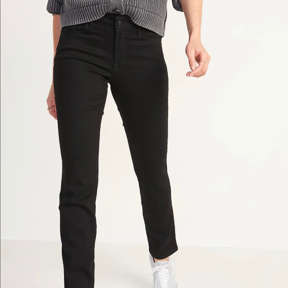 Old Navy Power Slim Straight Mid-Rise Black Jeans size 4